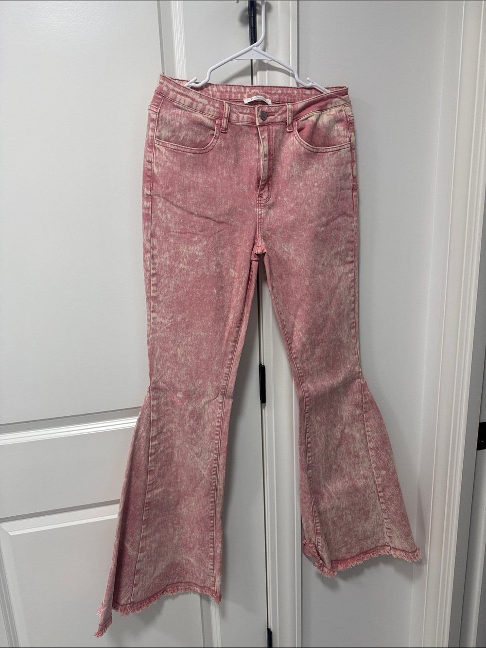 Women's Pink Washed Flared Jeans